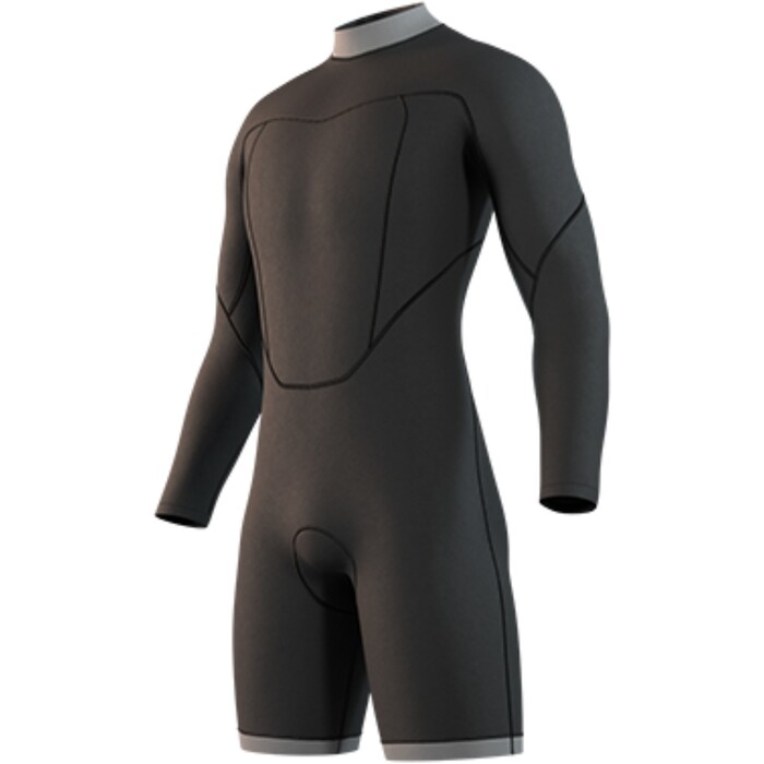 2025 Mystic Mens Brand 3/2mm Long Arm Back Zip Flatlock Shorty Wetsuit 35000.250034 - Black